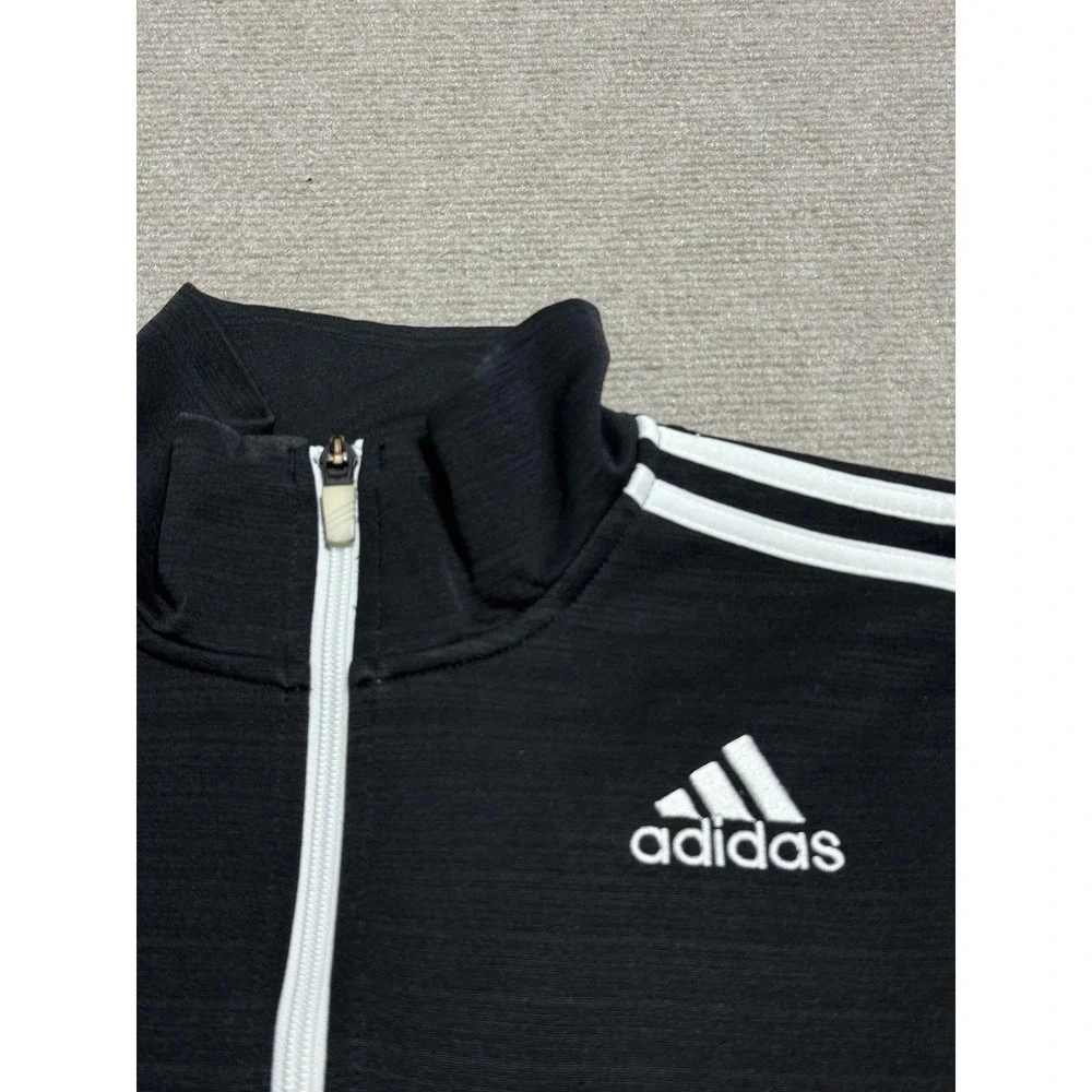 Adidas Jacket Mens Medium Black Climalite Full Zip‎ Three Stripes Track Athletic